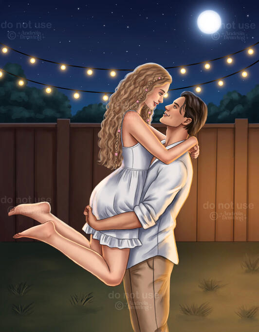 Casal meio corpo e corpo todo + cenário